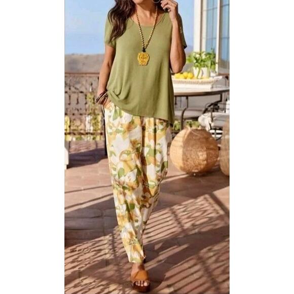 Soft Surroundings Shifting Sands Linen Blend Jogger New Pull On Sahara Sun Sz M - Picture 1 of 9